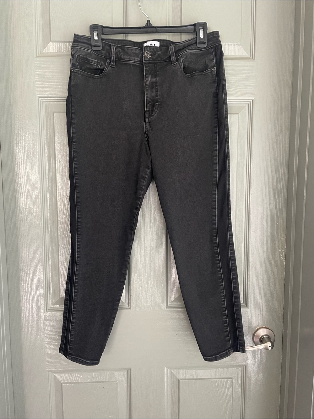 pistola Black Cropped Jeans with Side Stripe Curvy Plus Size 32